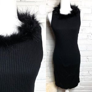 Vintage No Boundaries Feather Trim Midi Ribbed